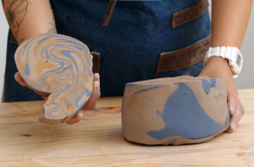 Marbled clay with pigments